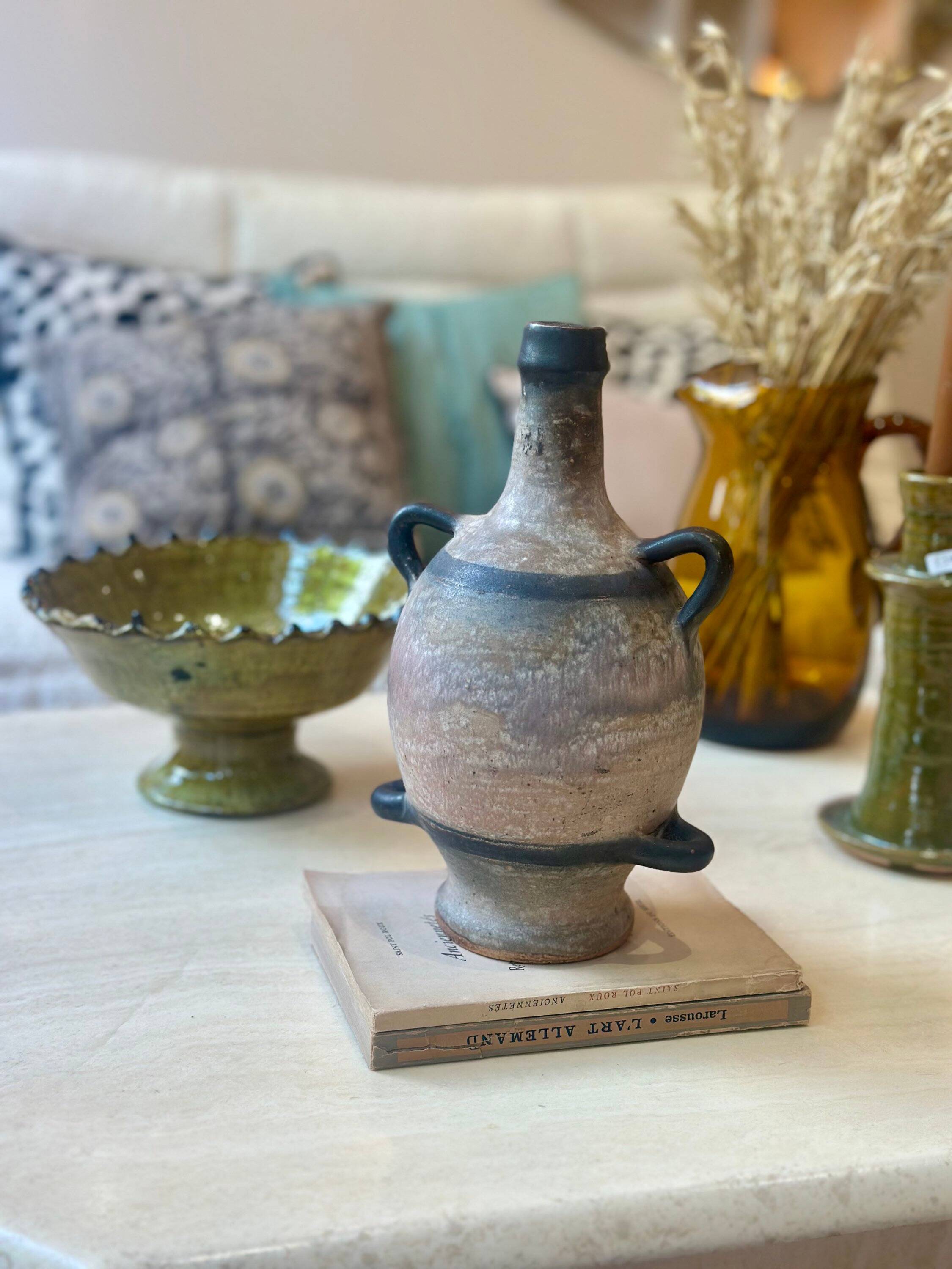 Vintage 1970s sculptural amphora - stoneware