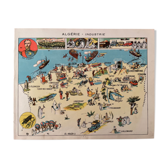 Affiche ancienne carte de Algérie industrie 1931