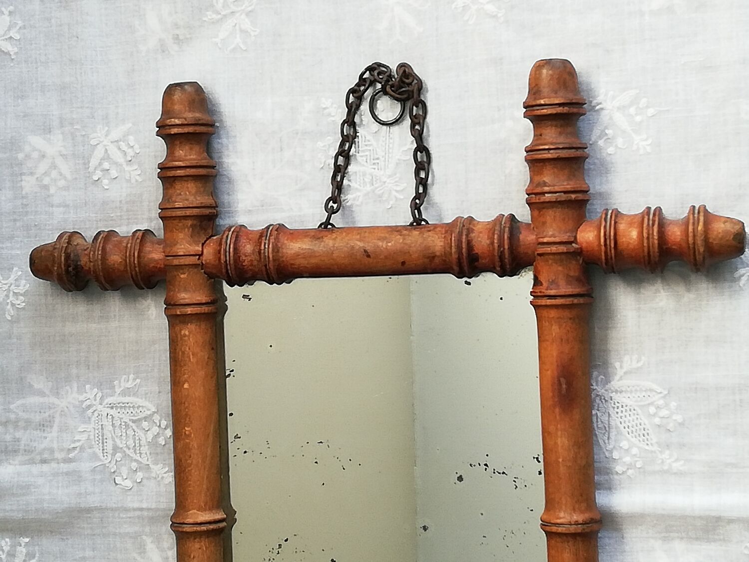 Wooden mirror bamboo style