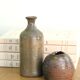 Beige brown ceramic bottle vase, 70s