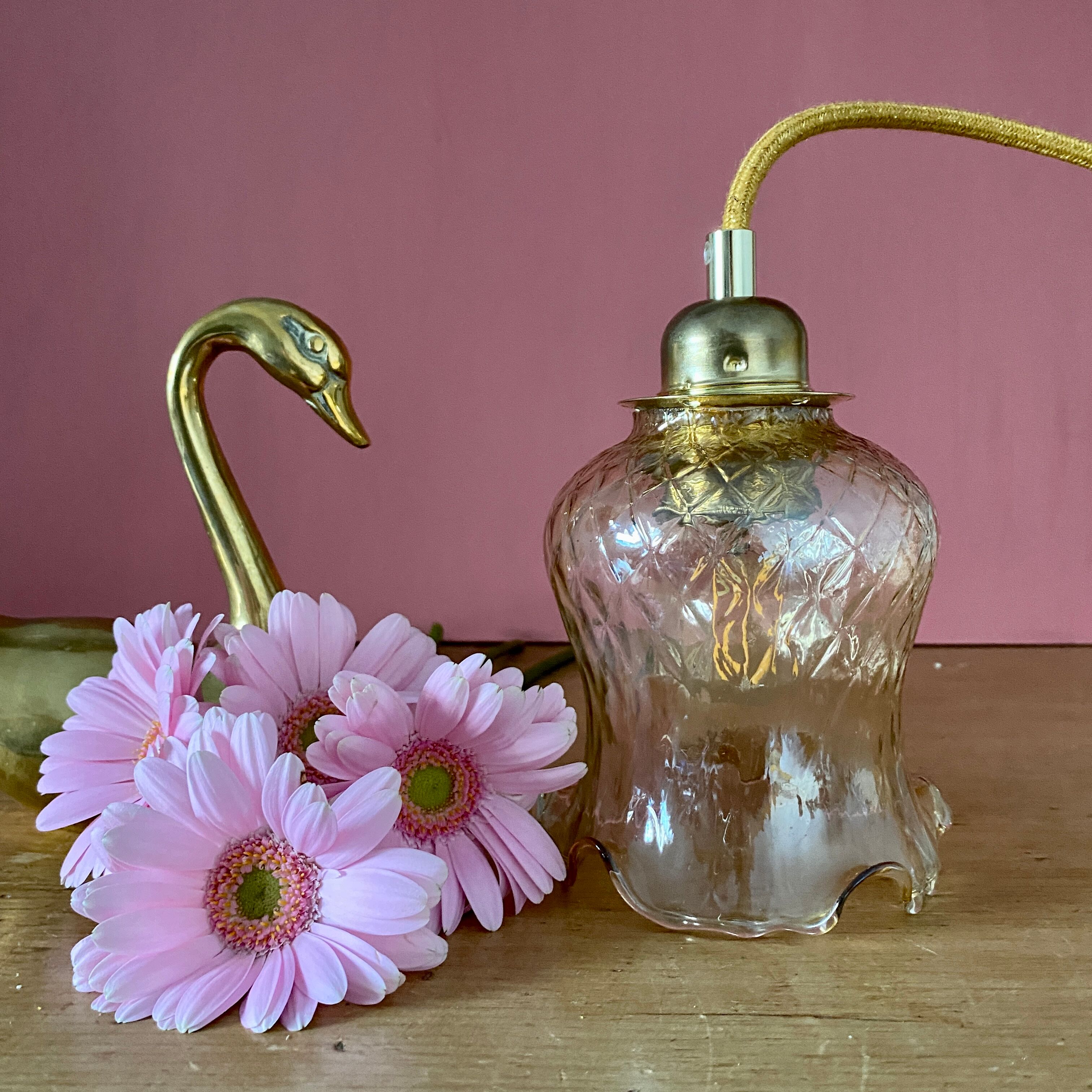 Vintage amber glass tulip walker
