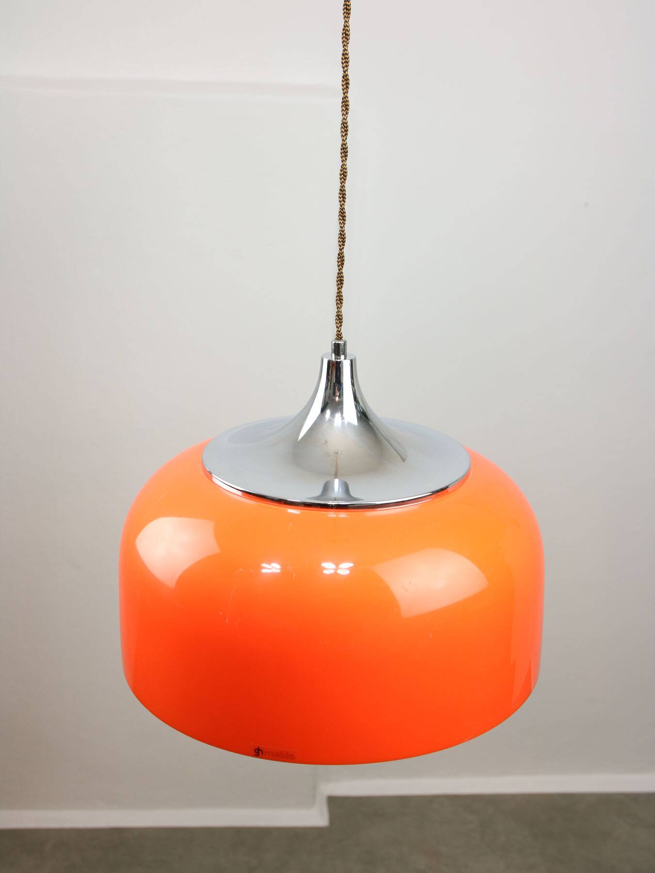 Space Age Orange Pendant Lamp from Guzzini, 1960s