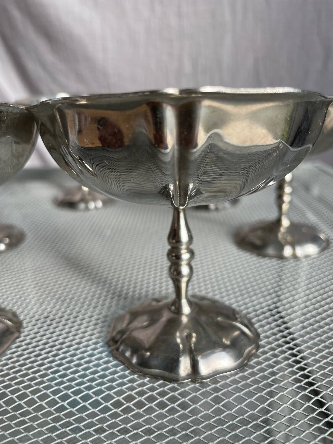 6 vintage stainless steel ice cream cups