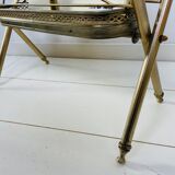 Vintage magazine rack, Neo classical brass dolphine rack