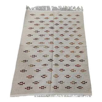 Tapis tissés main blanc et marron 125x180cm