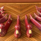 Set of 12 vintage glazed ceramic chopstick rests, 1950-70