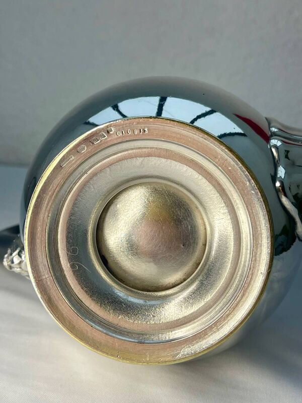 Cafetière Verseuse Christofle Métal Argenté Anse en Bois Noirci