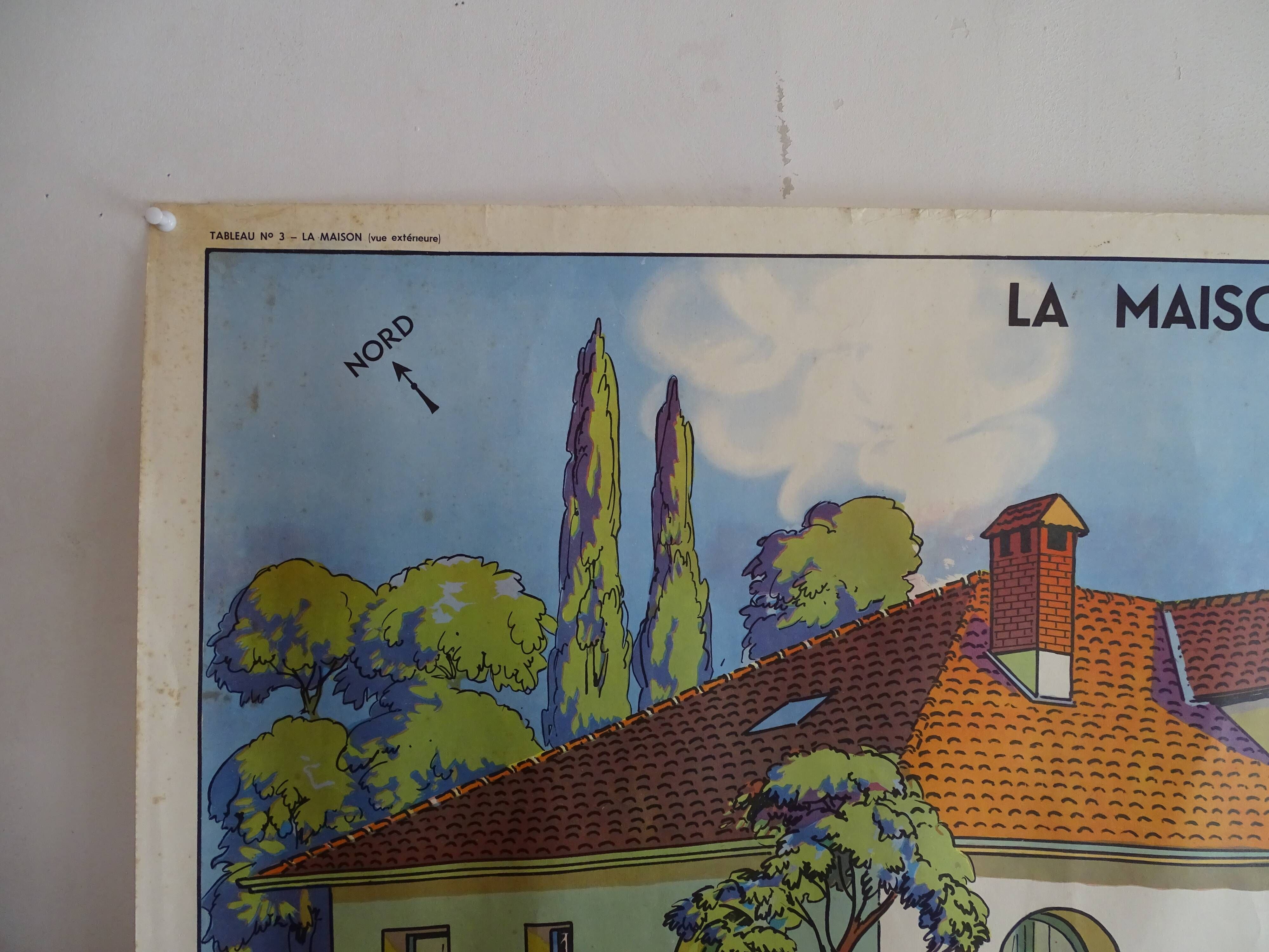 School poster on both sides of pedagogy the frame, the vintage MDI house