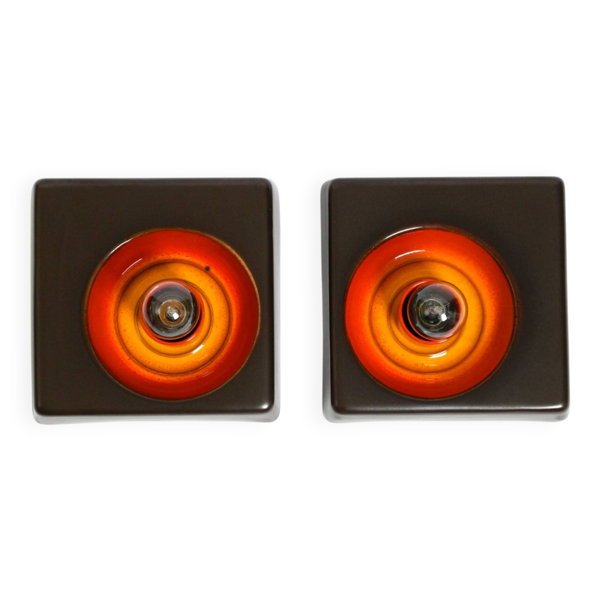 Two beautiful original 1970s Space Age ceramic wall lamps