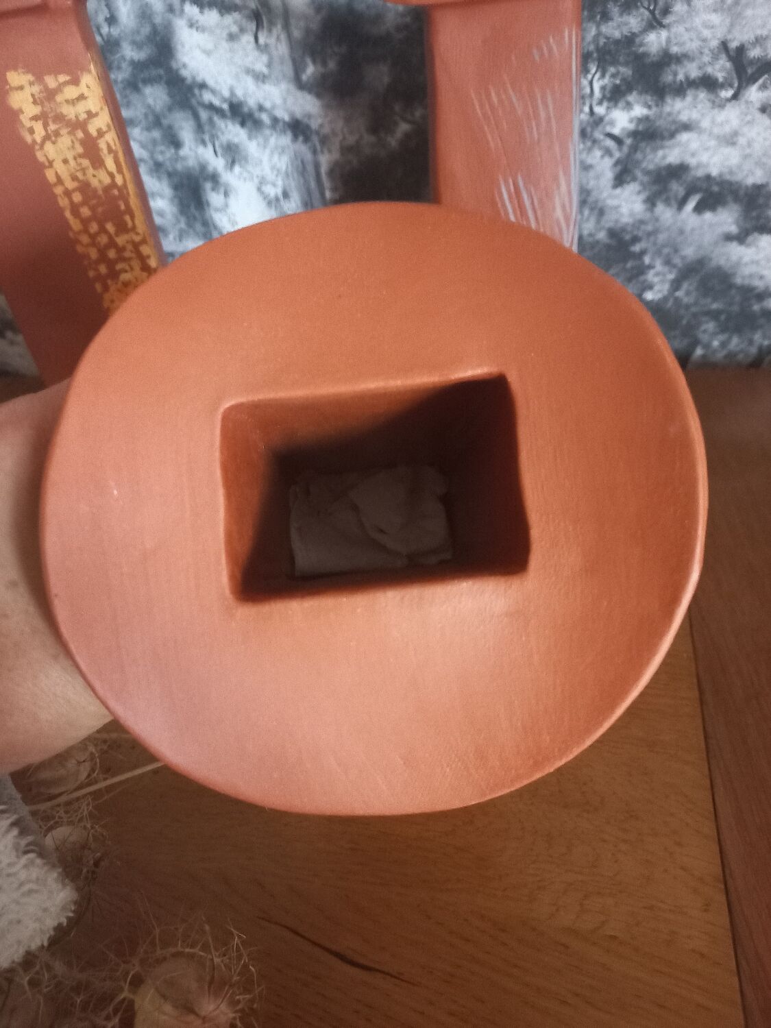 Trio of terracotta vases, unique pieces