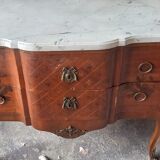 Louis XVI period chest of drawers with marble.