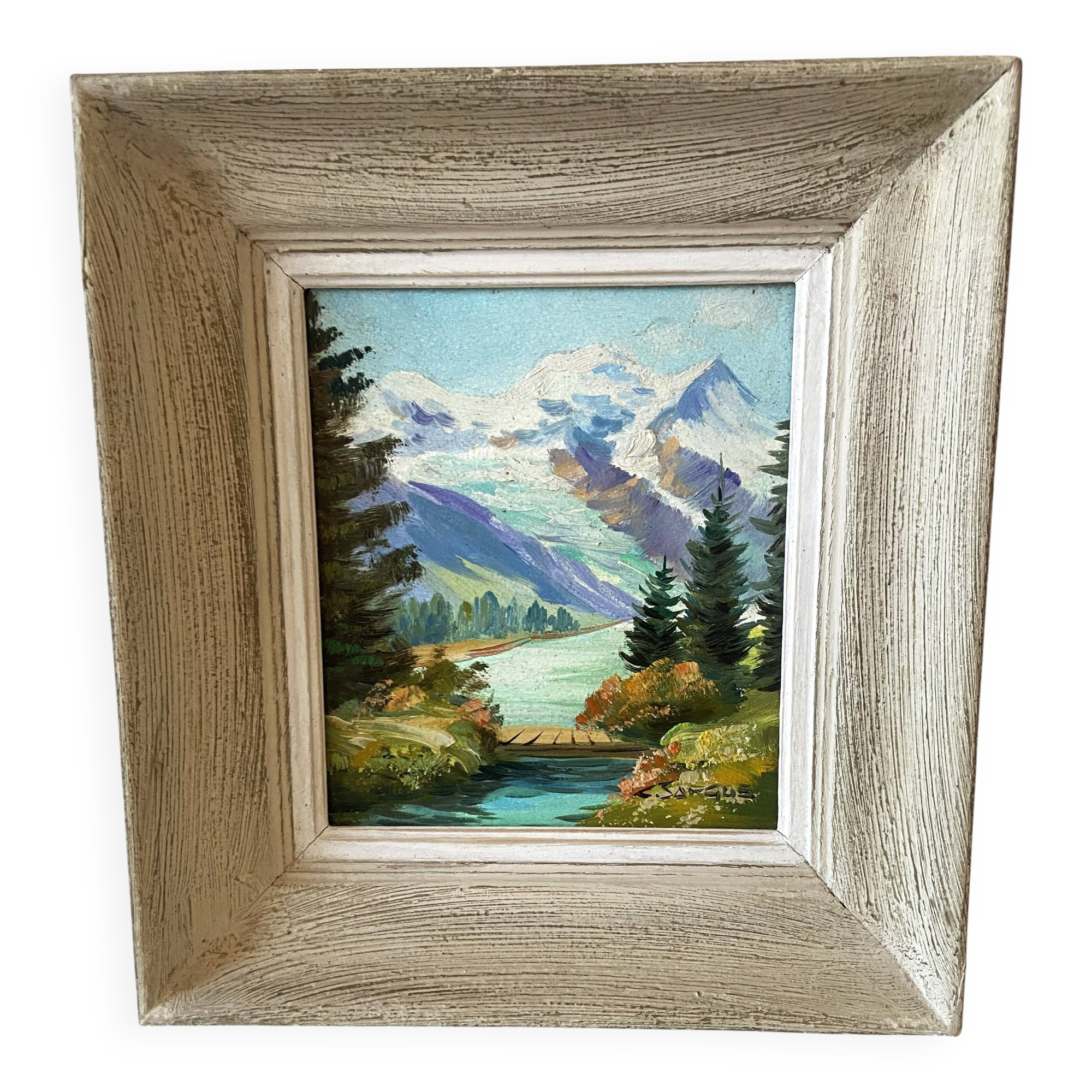 Oil Painting on Panel Vintage Signed CLAUDE SARGUE Landscape 2