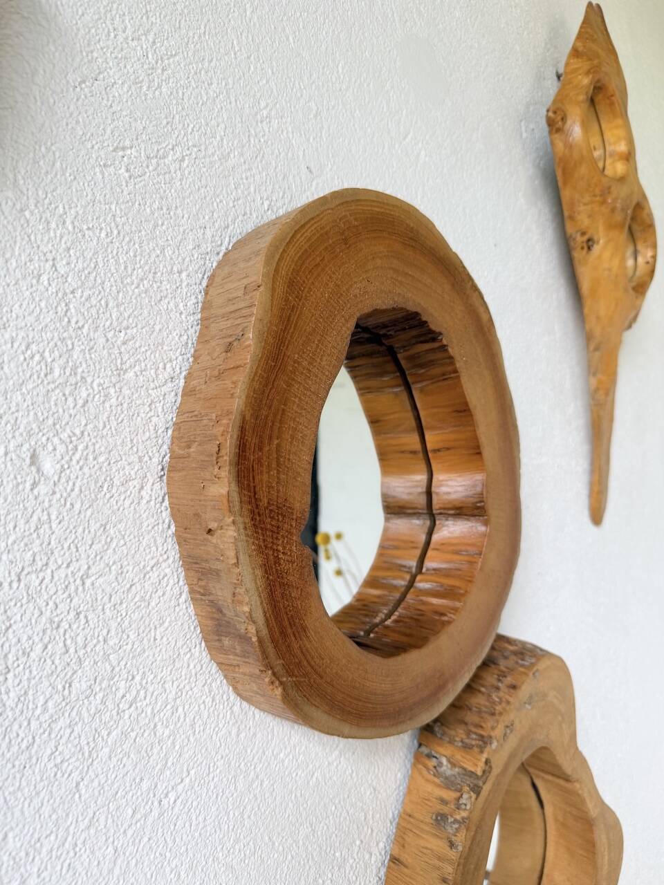 Set de 4 miroirs organiques brutalistes en bois années 50