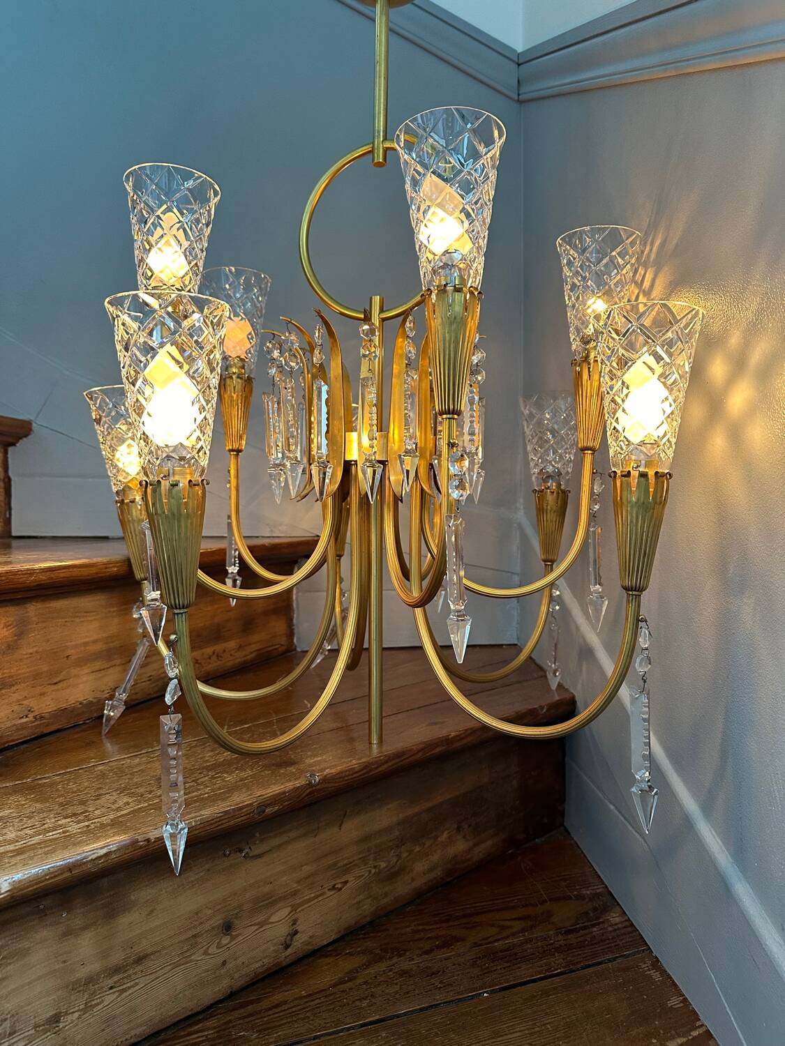 Vintage crystal pendant chandelier