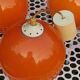 Set of 5 orange glass ball pendants from the 70s