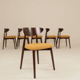 Scandinavian dining chairs set of 6 moutarde bouclé 
