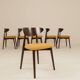 Ensemble de 6 chaises de salle à manger scandinaves en moutarde bouclée.