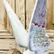 Large altar angel 42.5 cm plaster church statue sulphide eyes XIX