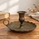 Antique hand candlestick in patinated brass – Vintage cellar rat