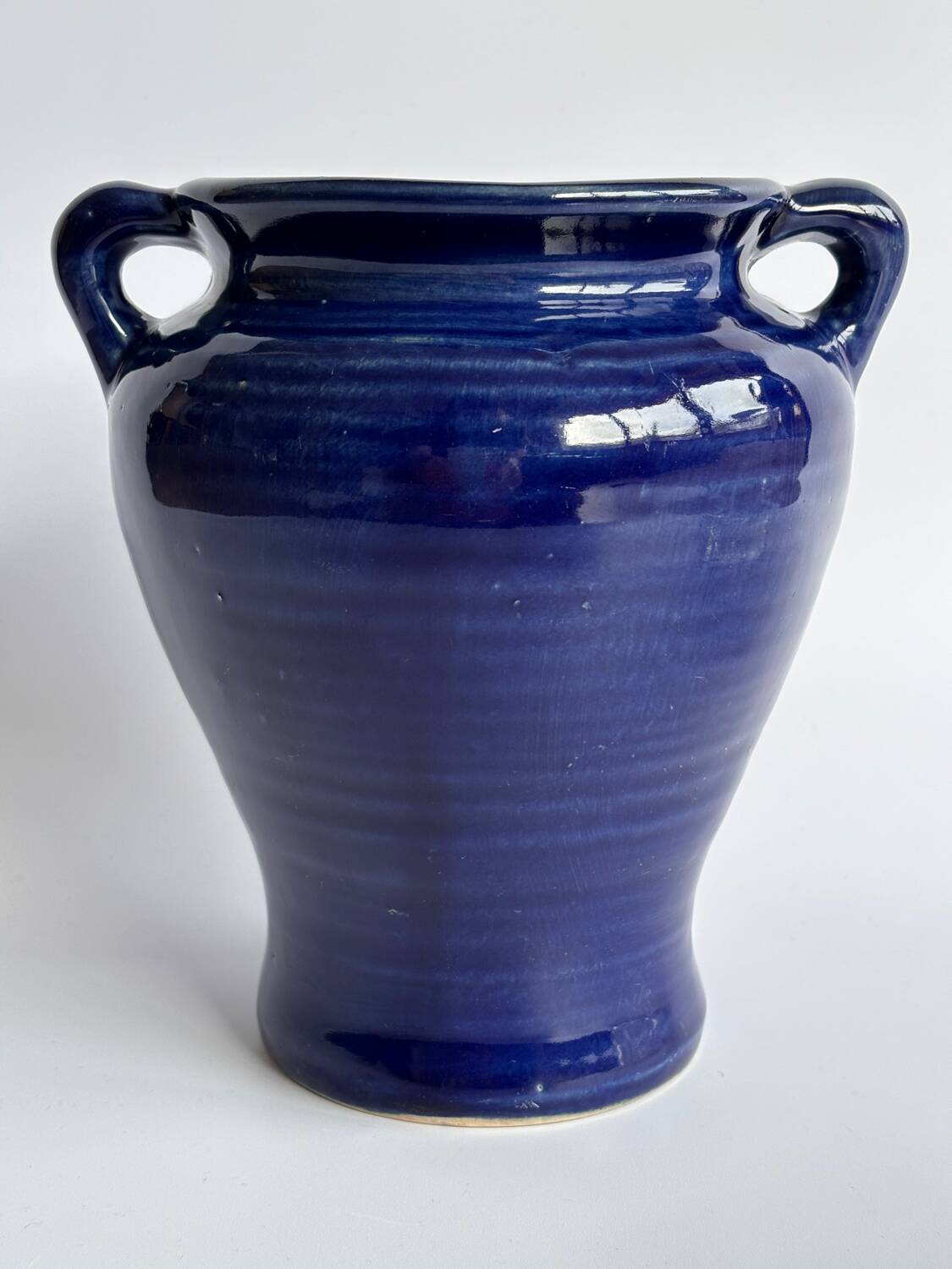 Blue earthenware amphora vase