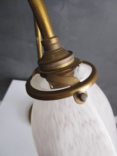 Antique brass and glass paste tulip lamp