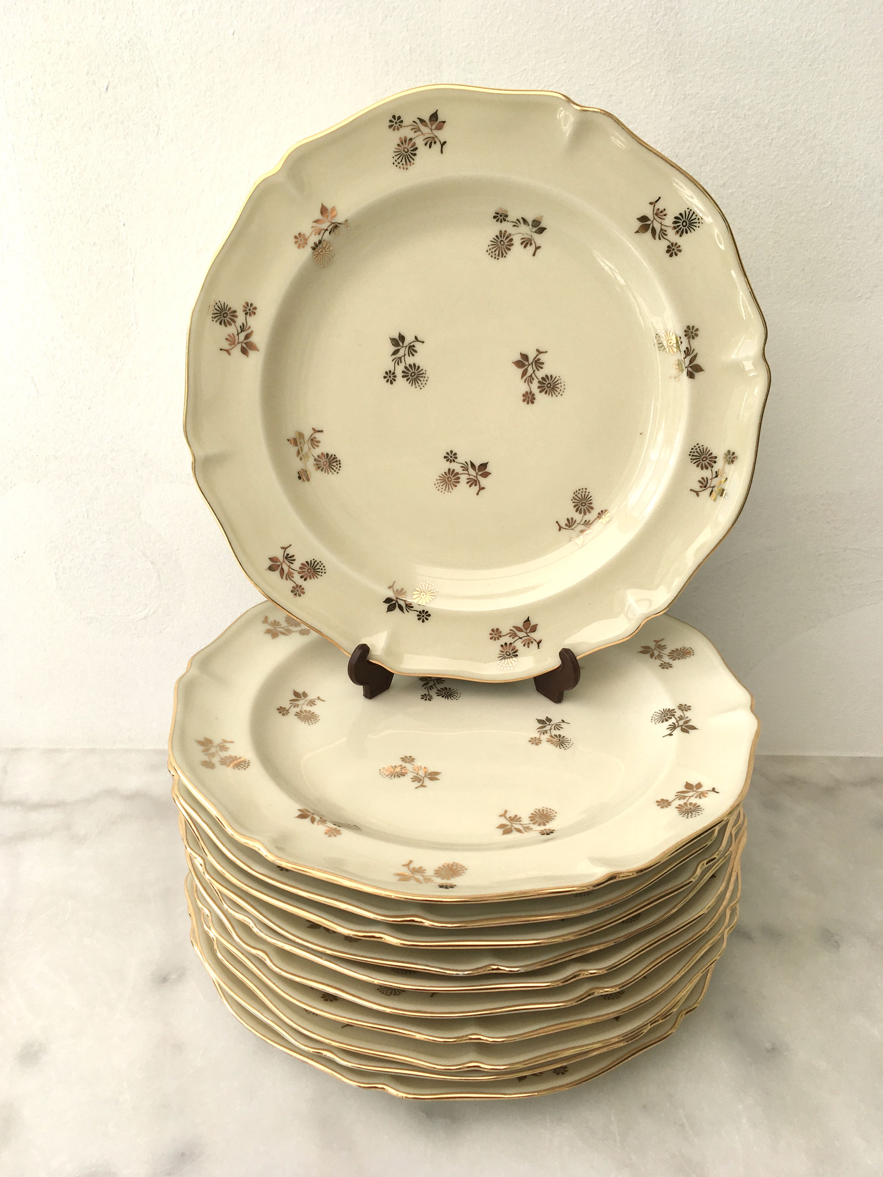 Set of 11 flat plates porcelain from Limoges