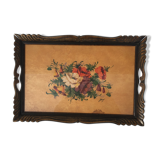 Serving tray with floral watercolor signed