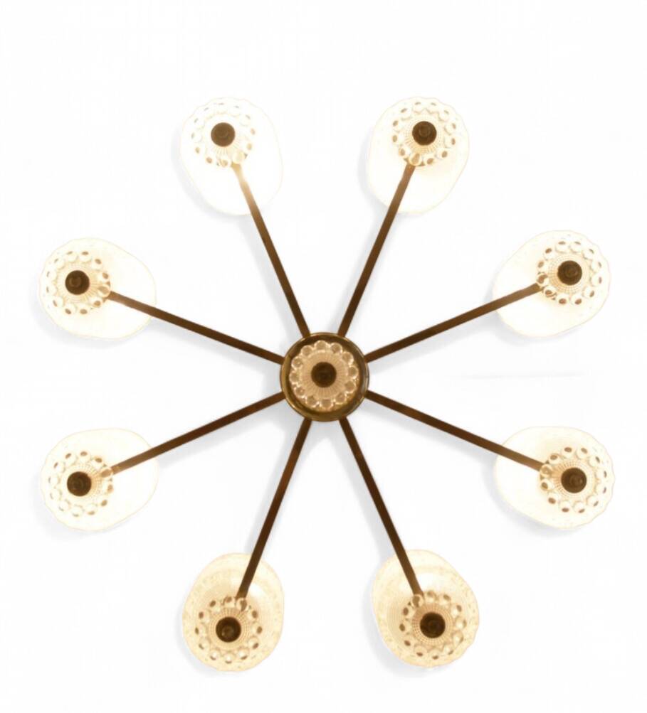 Glass and Brass Chandelier – Kalmar Design (Austria) - Circa 1960