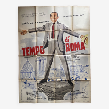 Affiche cinéma originale "Tempo di Roma" Charles Aznavour 120x160cm 1963