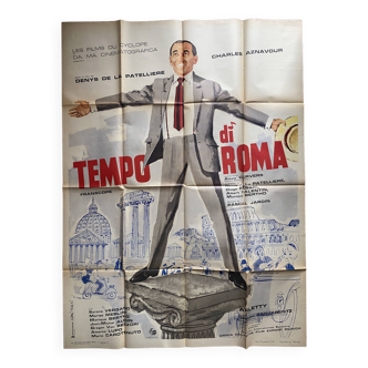 Affiche cinéma originale "Tempo di Roma" Charles Aznavour 120x160cm 1963