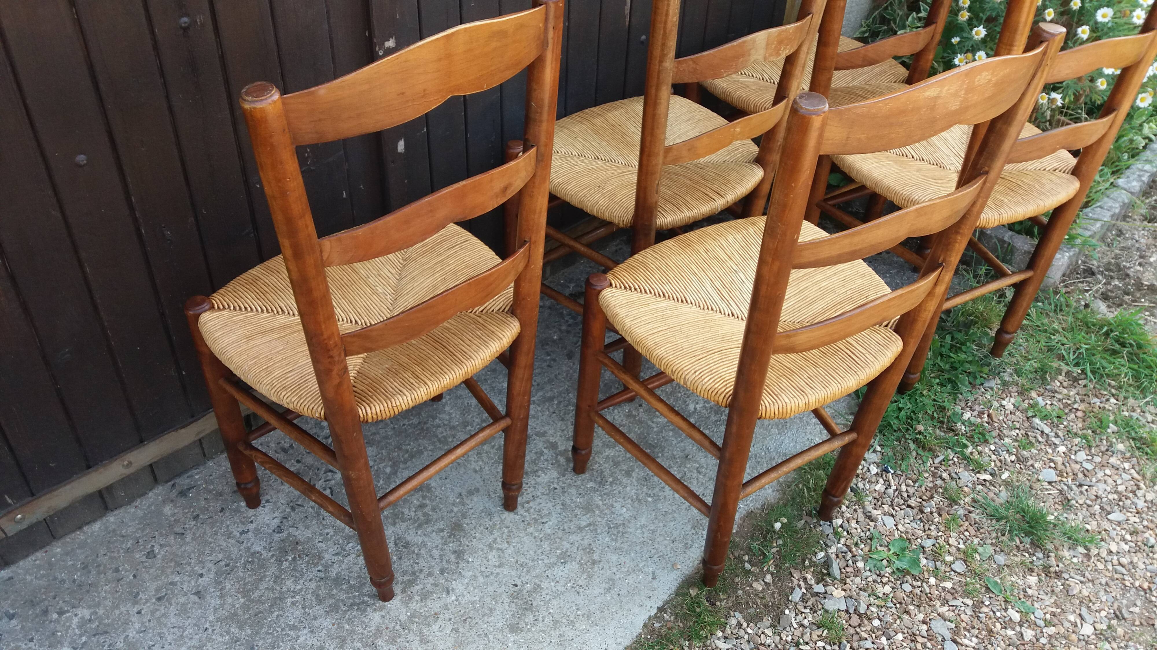 Lot de 5 chaises paillées
