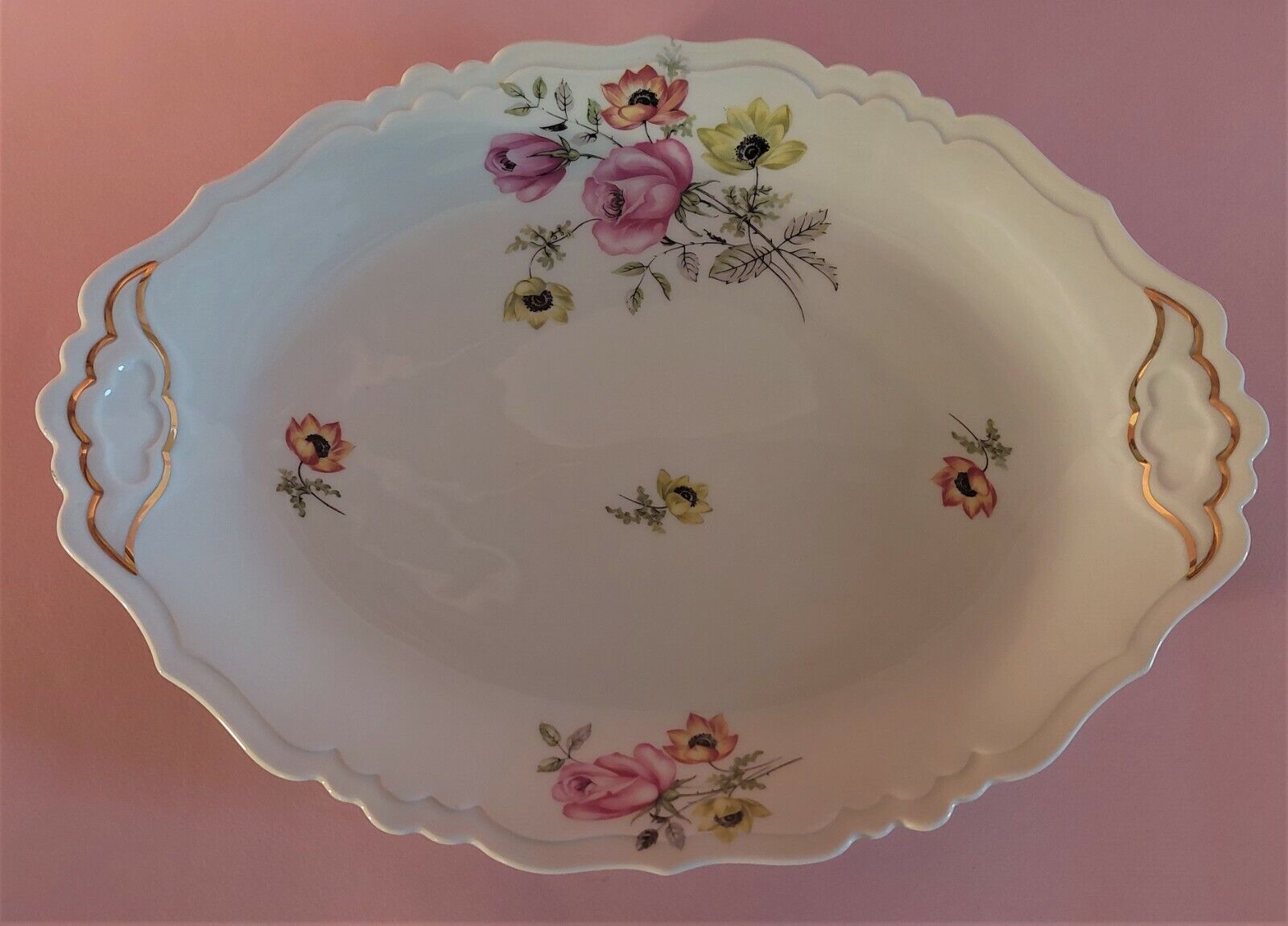 Oval porcelain serving dish from Limoges Charbernaud and Larcher