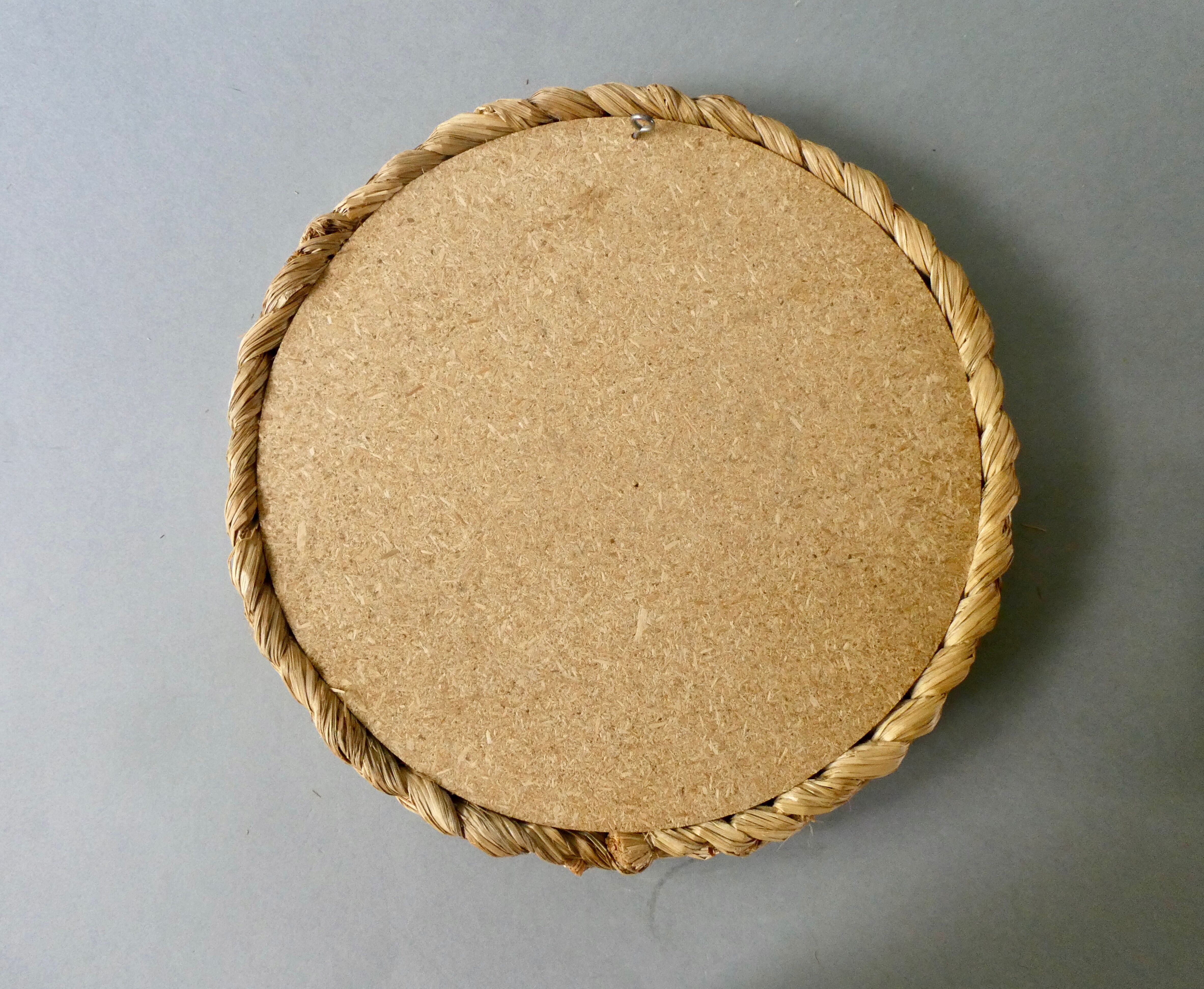 Mirror in braided natural material 70s 33cm