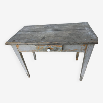 Side table in painted wood aged and patinated by time