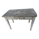 Side table in painted wood aged and patinated by time