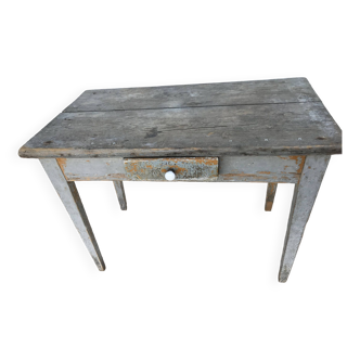 Side table in painted wood aged and patinated by time