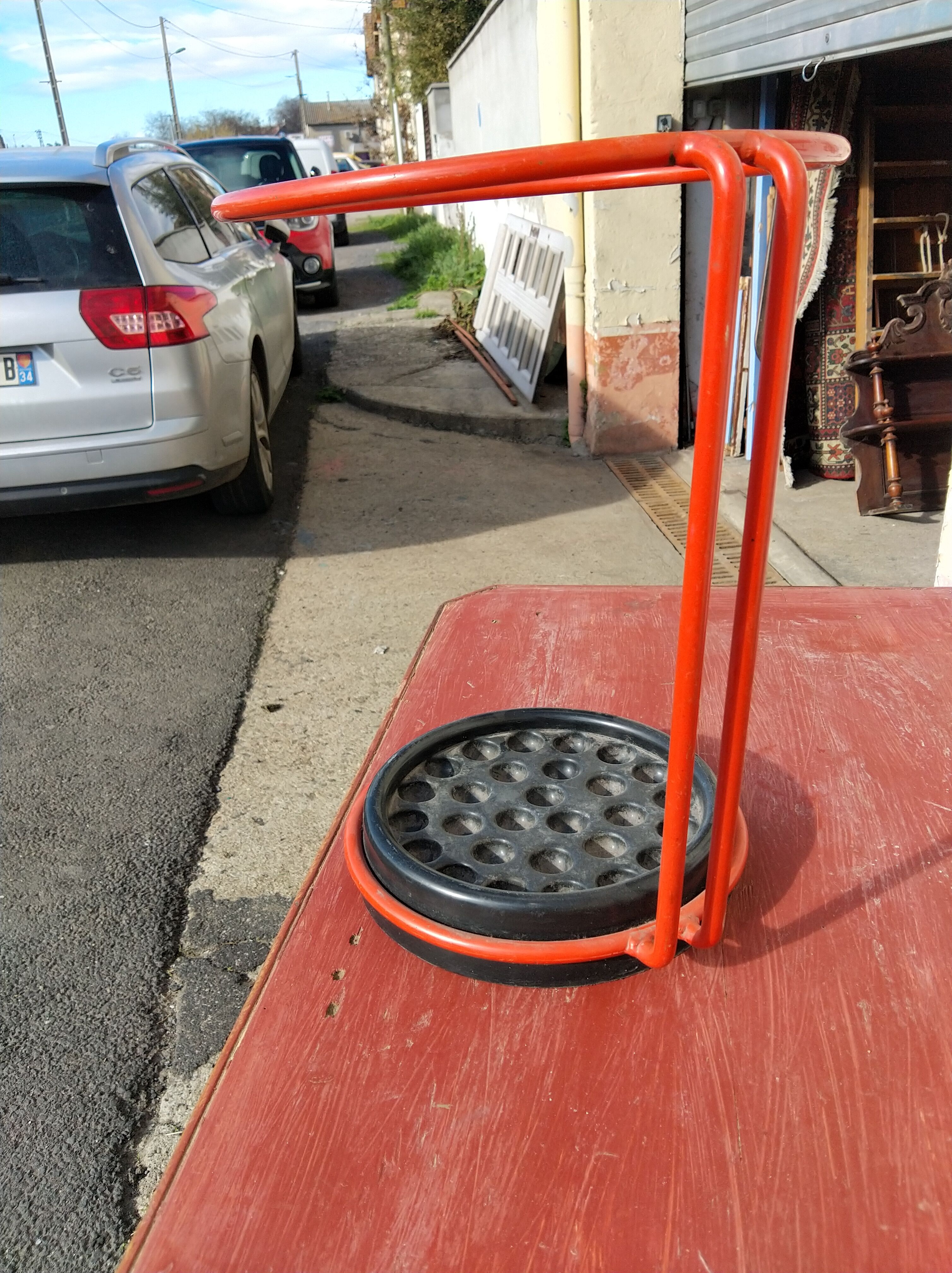 Umbrella stand and walking sticks circa 1970