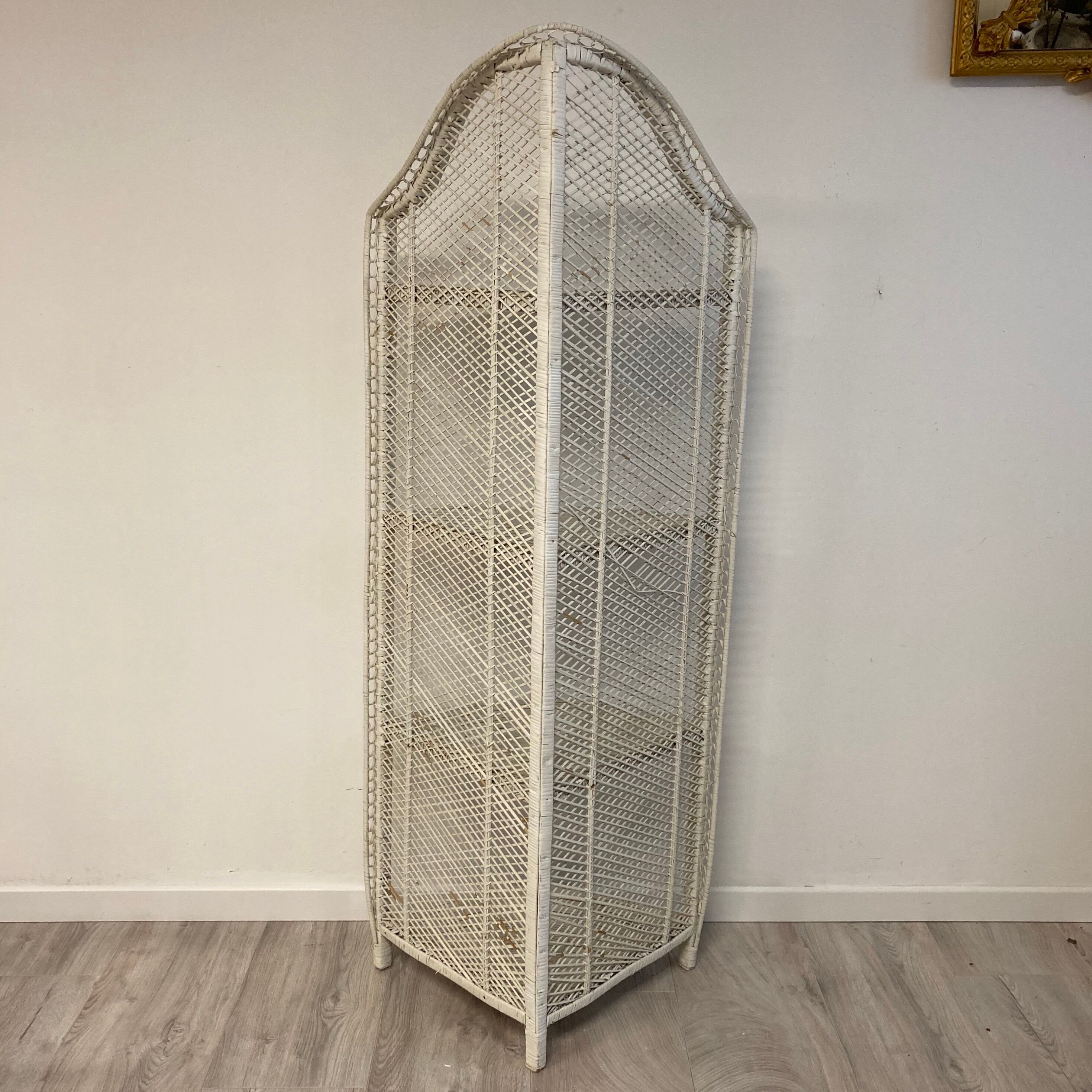 Vintage rattan corner shelf