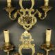 Pair of large wall sconces in Baroque / Rococo / Louis XV style - gilded bronze
