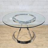 Vintage Chrome French design dining room set Boris Tabacoff 1970s