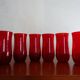 6 water glasses blown glass vintage ruby red 1960