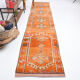 3x12 orange & beige long turkish vintage runner rug 387x87cm