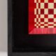 Pair of panels in red and gold straw marquetry. Contemporary.