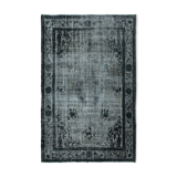 Hand-knotted rustic anatolian 1980s 212 cm x 326 cm black carpet