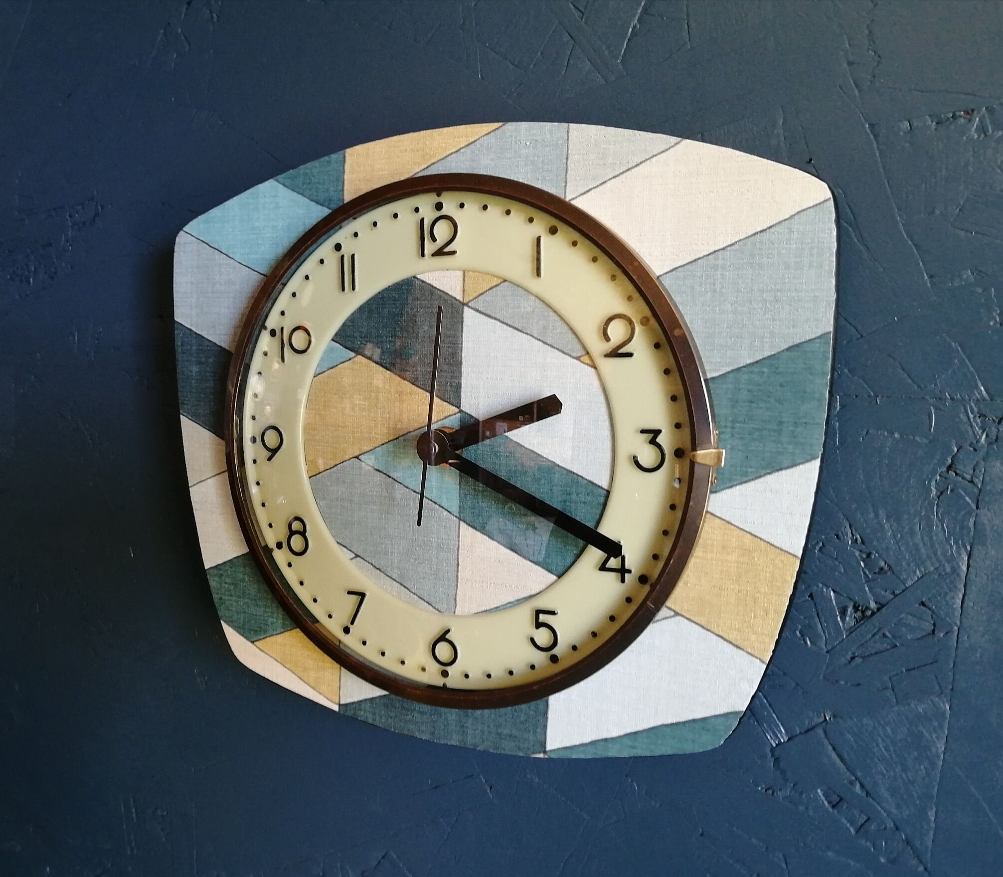 Clock formica vintage asymmetrical silent wall clock "Diamonds"