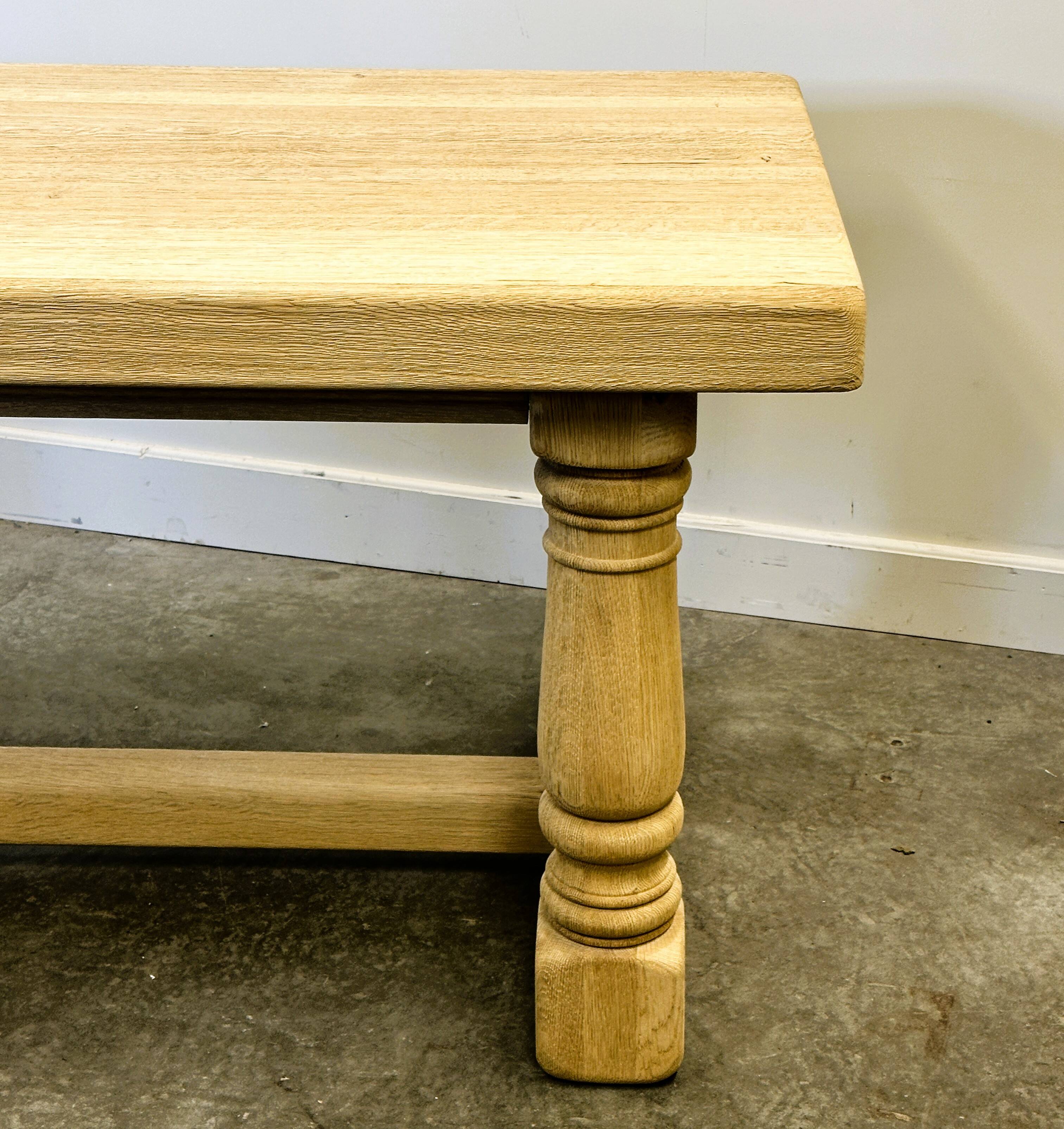 Large Sanded Full Oak Vintage French Dining Table, 1960s. France