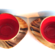 2 lunches decorated in faux wood style, cups + saucers, signed VALLAURIS