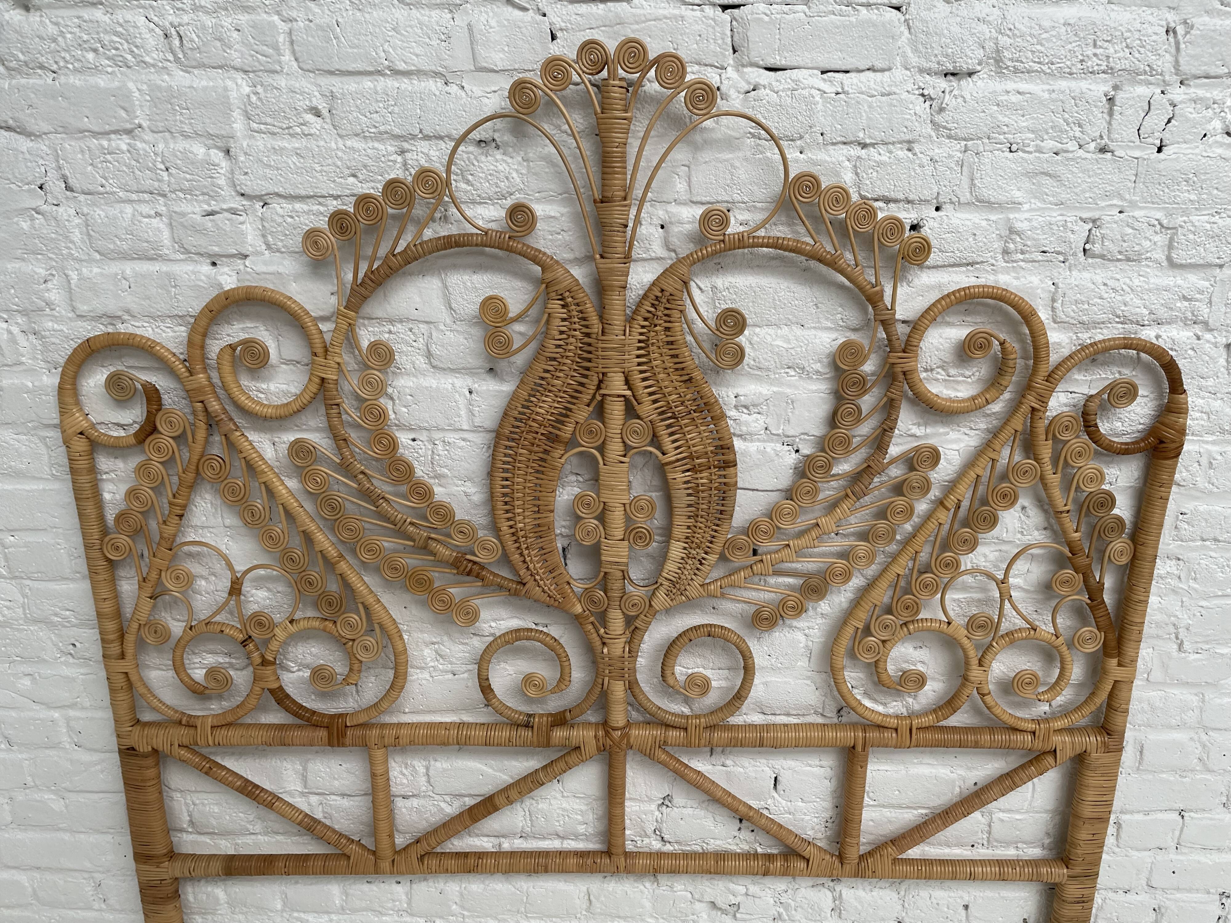 Peacock style rattan headboard