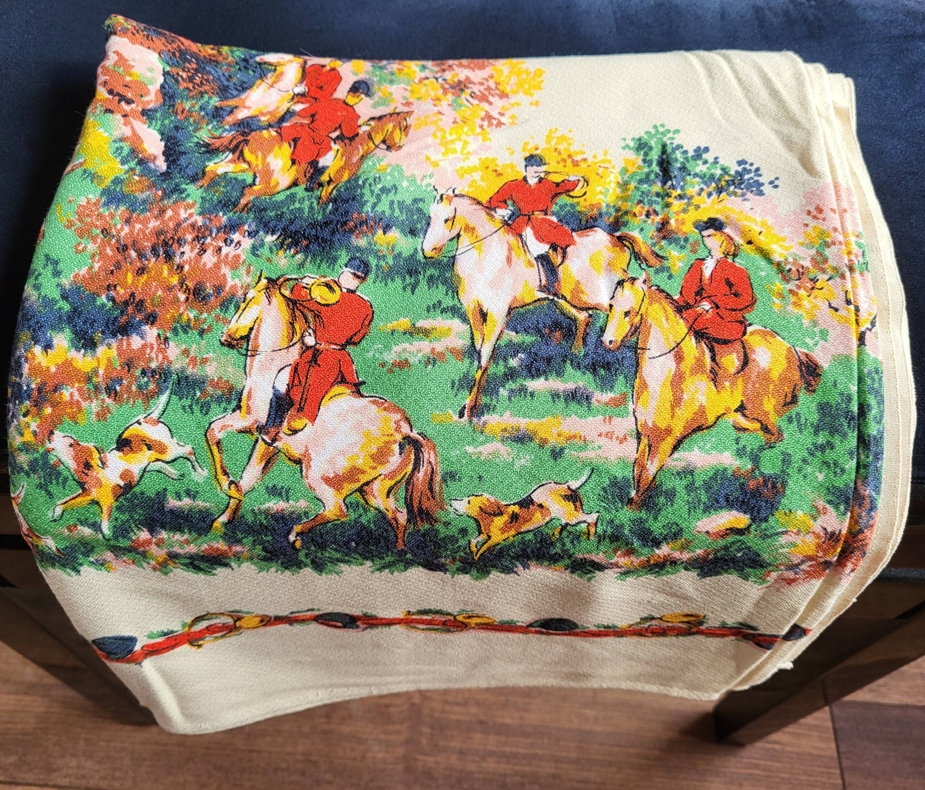 Vintage hunting tablecloth 145x125