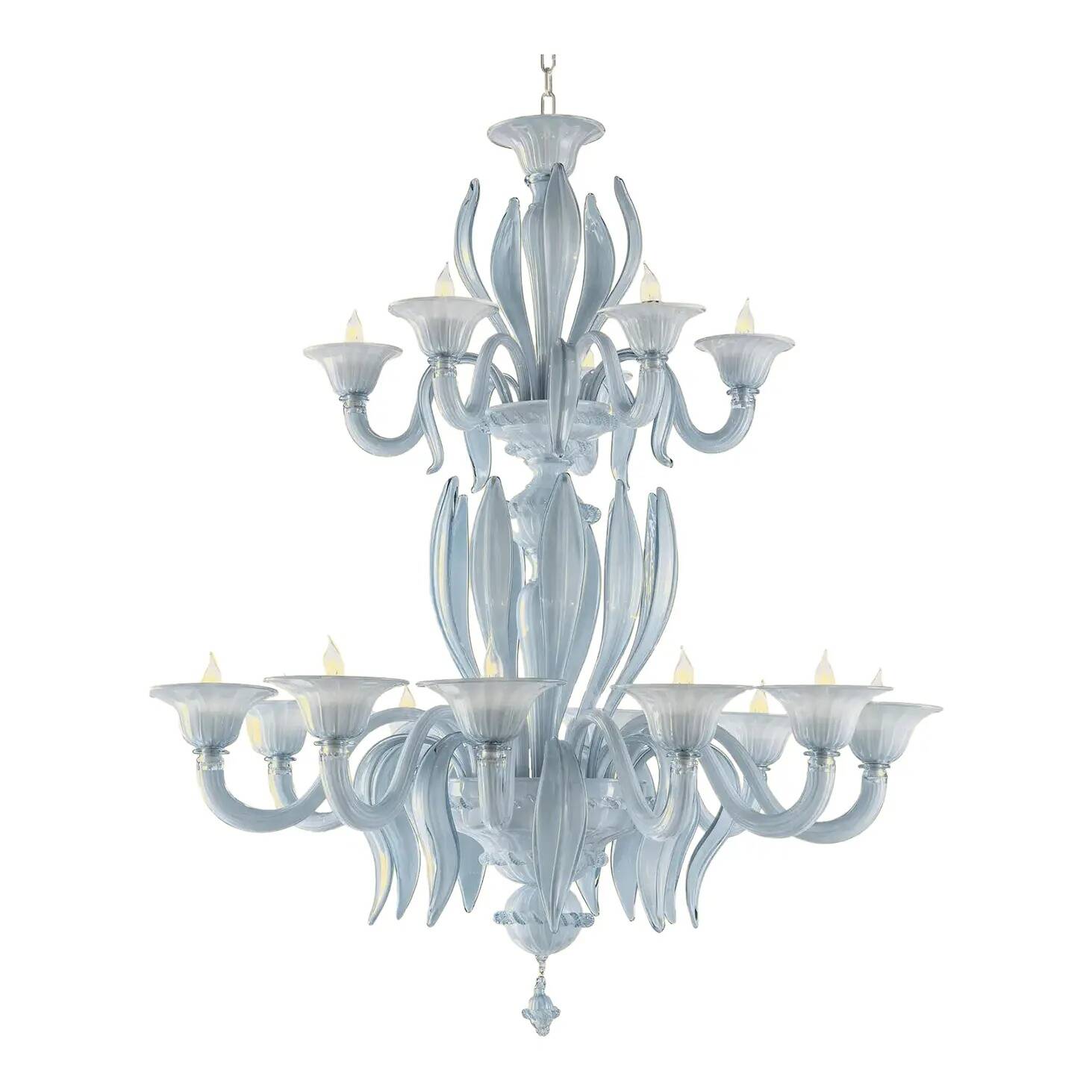 Contemporary Mid-Century Modern Venetian Style Murano Glass Chandelier